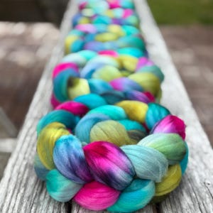 Hand Dyed Targhee Wool Spinning Fiber • 4oz • BIKINI BOTTOM