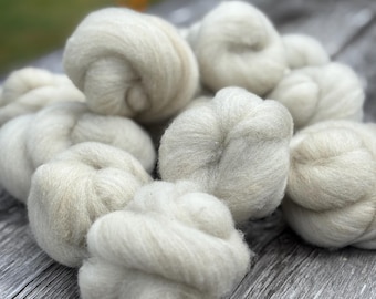 Romeldale Drum Carded Nests • Undyed Mordanted • 4oz