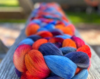 Hand Dyed Merino (23 micron) Spinning Fiber • 4oz • SPIRITCHASER