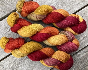 Hand Dyed Superwash Merino/Cashmere/Nylon Sock Yarn • 414 yards • BOLLYWOOD BEAUTY