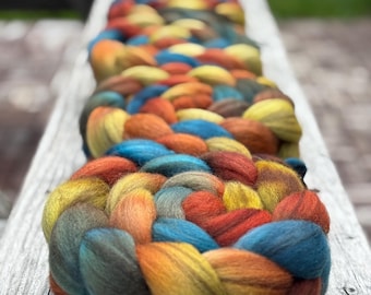 Hand Dyed Mixed BFL Spinning Fiber • 4oz • HOBBITON