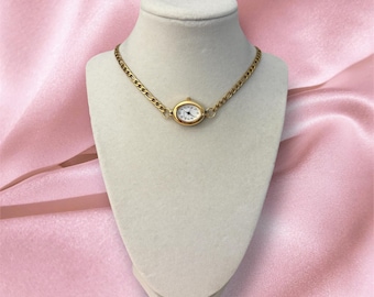Vintage Gold Watch Choker Necklace: Statement Jewelry, Gift For Her