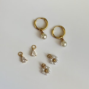 14K Gold Filled Huggie Earrings + 3 Interchangeable Charm Sets, Charm Hoop Earrings, Custom Earrings, Dainty Everyday Jewelry, Gift For Her