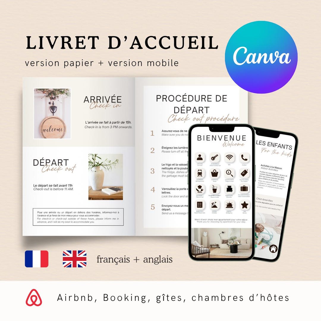 Airbnb Welcome Booklet Pack (french and English) + 3 Posters ...