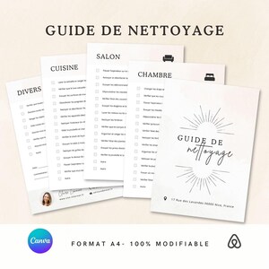 Peut inclure: Une liste de contrôle de nettoyage imprimable en noir et blanc avec le titre "Guide de Nettoyage". La liste de contrôle comprend des sections pour différentes pièces d'une maison, telles que la cuisine, le salon, la chambre et la salle de bain. La liste de contrôle est formatée de manière simple et facile à utiliser.