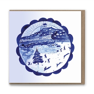 Carte St Ives Cornwall Christmas Hares (intérieur vierge) 15 cm