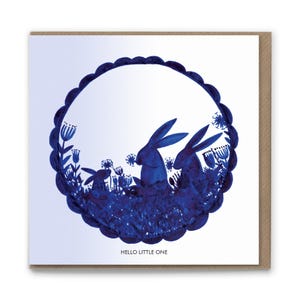 Paardebloemen (Hello Little One) kaart/Eco Conscious/Leeg van binnen/15 cm/Plastic vrij/Wenskaart/Haas Art/Konijn/Nieuwe baby kaart/Leeg van binnen