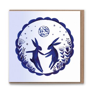 Carte Moon Hares (intérieur vierge) 15 cm