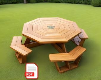PDF Download, DIY outdoor table bench plan, outdoor seating, Modern table build guide, picnic table, step by step instructions