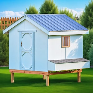 8x8 Chicken Coop Plans, DIY Chicken Coop Plans- Coop Plans- Build plan for large chicken coop- Hen house Plan- woodworking plans