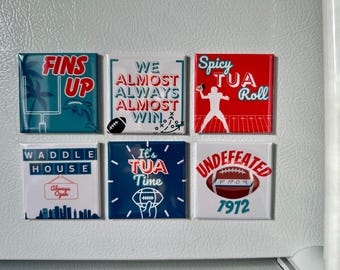 Miami Dolphins Magnets: Tua Time, Fins Up, Dolfans (Set of 6)