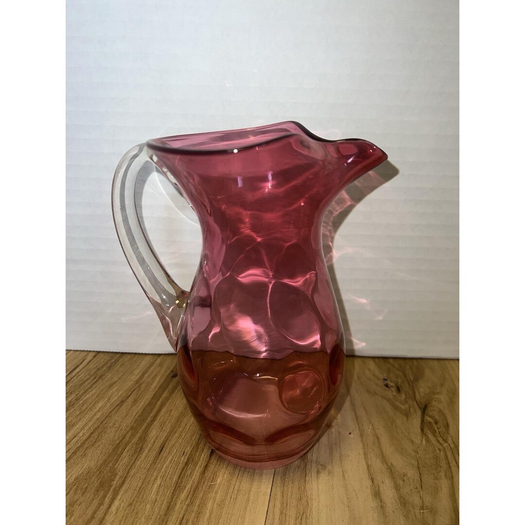 Vintage FENTON CRANBERRY GLASS Coin Dot Thumbprint Pitcher 7"t - Etsy