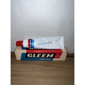 Vtg 1950er Jahre GLEEM Zahnpasta Erste Verpackung W / GL-70 NEU