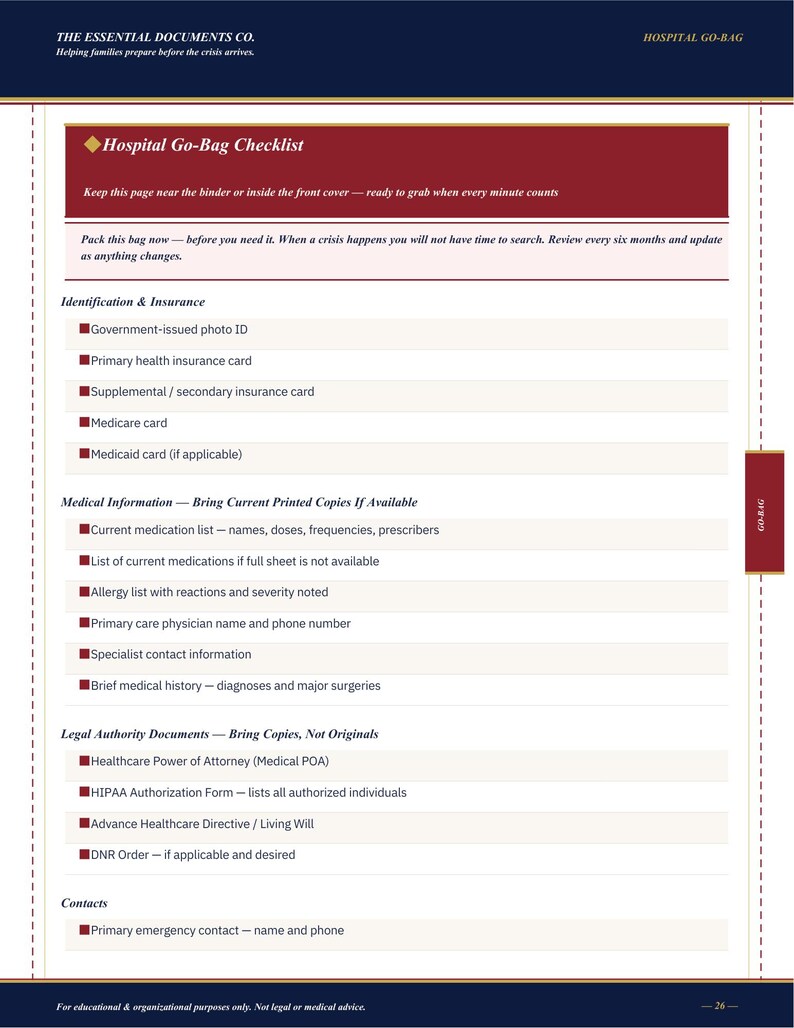 Innan krisen kommer, planeringspärm för familjevårdare, utskrivbar PDF-dokumentorganisatör för äldreomsorg bild 8
