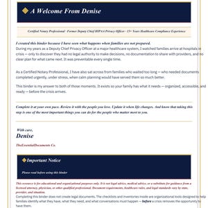 Innan krisen kommer, planeringspärm för familjevårdare, utskrivbar PDF-dokumentorganisatör för äldreomsorg bild 3