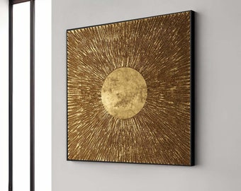 Abstract Art, Golden Radiance Abstract Art, Sunburst Canvas Wall