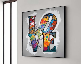 Love Graffiti, Love Painting, Vibrant Love Graffiti Canvas