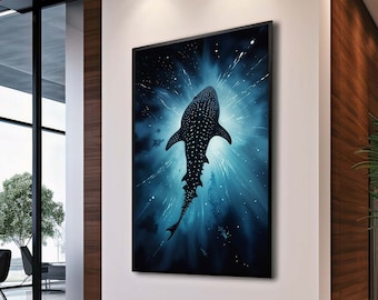 Majestic Whale Shark Canvas Print, Deep Sea Ocean Art,Underwater Ocean Art, Marine Life Home Decor, Ready to Hang Unique Gift