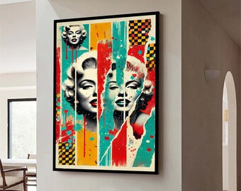 マリリン・モンロー ネオンキャンバス – 鮮やかなポップアートの壁飾り