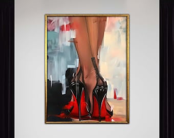 Red Bottom Heels Canvas Art – Fashion Illustration Print
