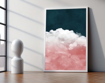 Cloud Wall Art · Pink Wall Art · Abstract Art Print · Minimalist Wall Art · Indigo Art · Maximalist Decor · Sky Wall Art ·