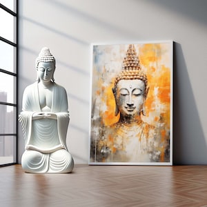 Serene Buddha Canvas Art, Tranquil Spiritual Decor, Modern Wall Art, Asian Wall Art, Buddha Print Wall Art Poster, Ready to Hang Artwork