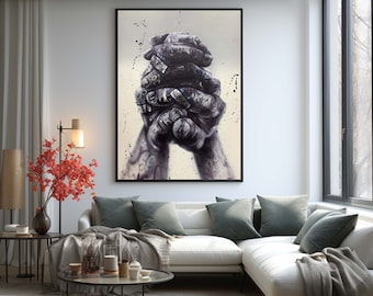 Lienzo con grafiti, decoración urbana, impresión pop art vibrante, decoración moderna para el hogar, listo para exhibir.