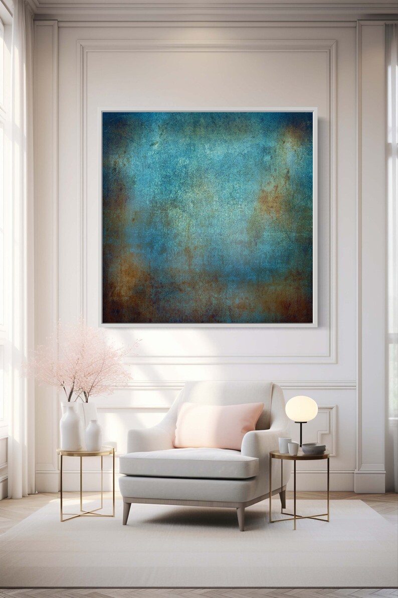 Photo inspiration: Fresh Look at Abstract Art Blue Rust Texture Canvas Industrial Style Wall Art
