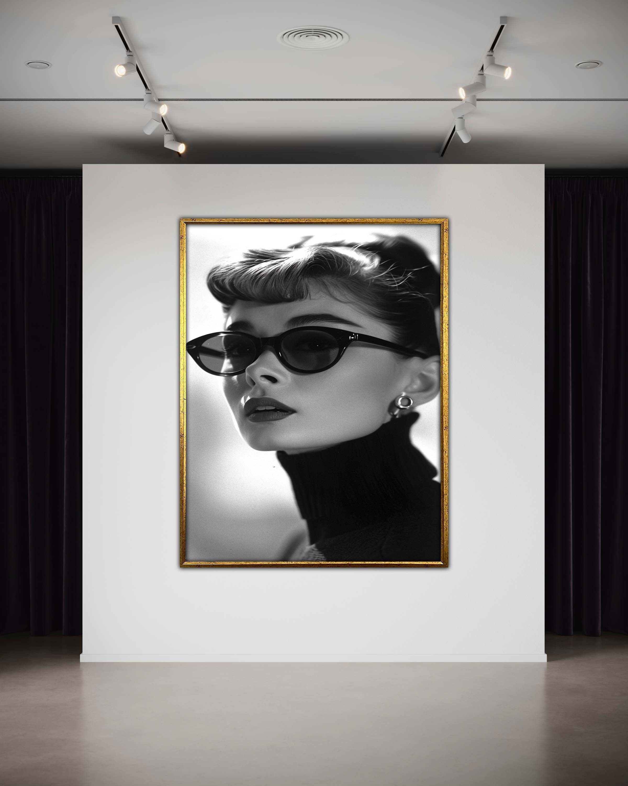 Elegant Audrey Hepburn Canvas – Black & white Portrait With Chic