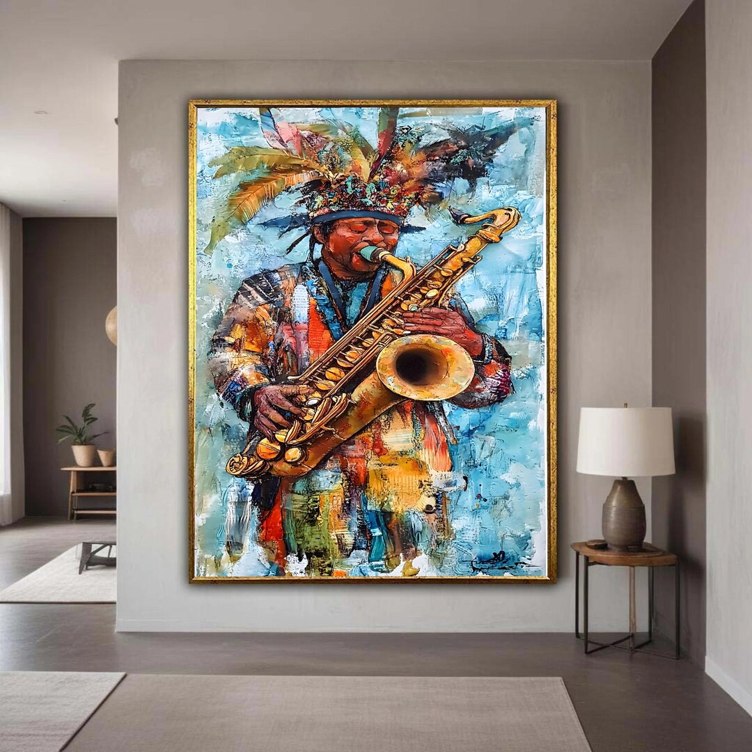 アート・デザイン・音楽 THE FINE ART OF BALLAD PLAYING Vol. 6 Vibrant Saxophone Player Canvas Print, Expressive Jazz Music Art