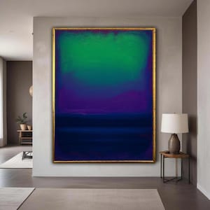 Mark Rothko Inspired Abstract Canvas Wall Art, Modern Color Field Painting, Green Purple Blue Gradient, Contemporary Gift Art, Home Decor