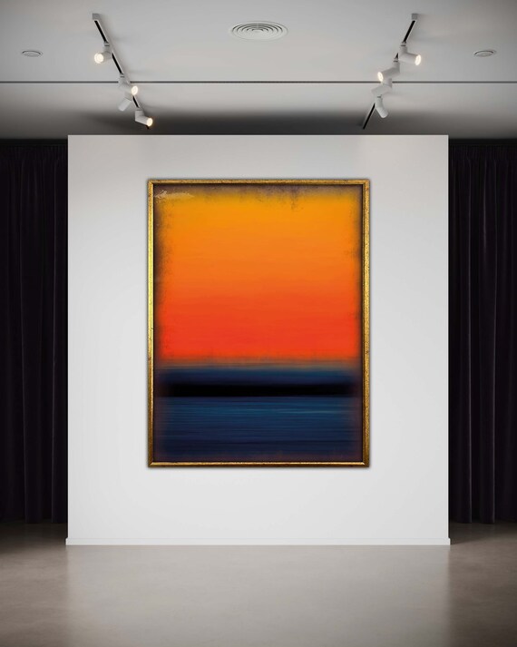 Mark Rothko Orange-blue Framed Canvas Painting,mark Rothko Art