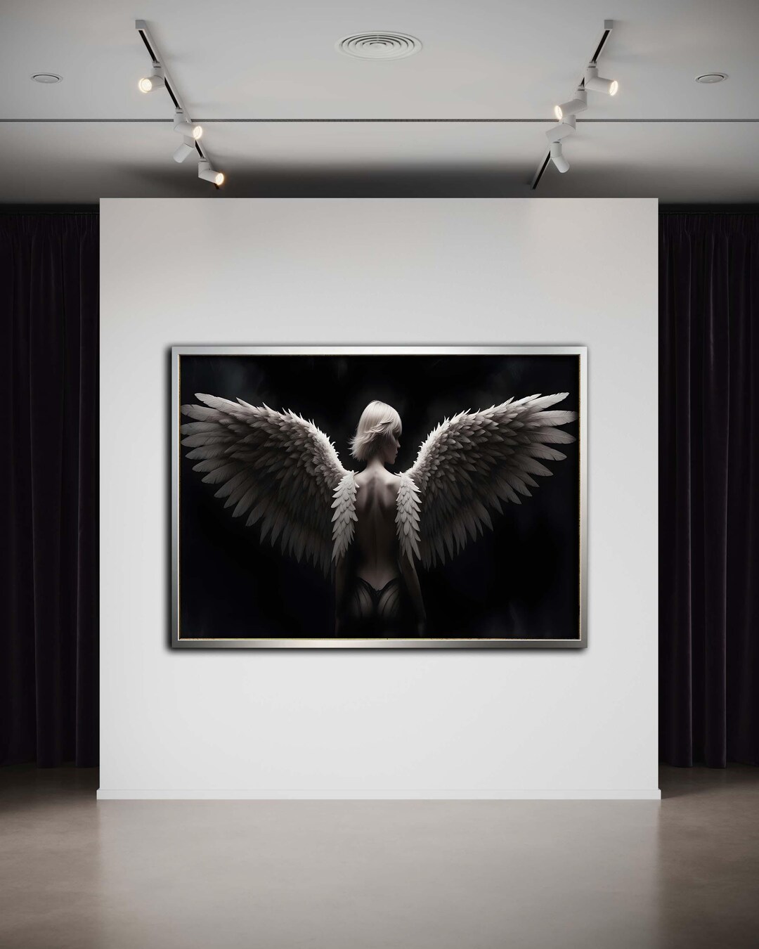 Nude Angel Wings Art, Ethereal Nude Decor, Elegant Nude Wall Art, Nude Angelic Wall Print, Ready