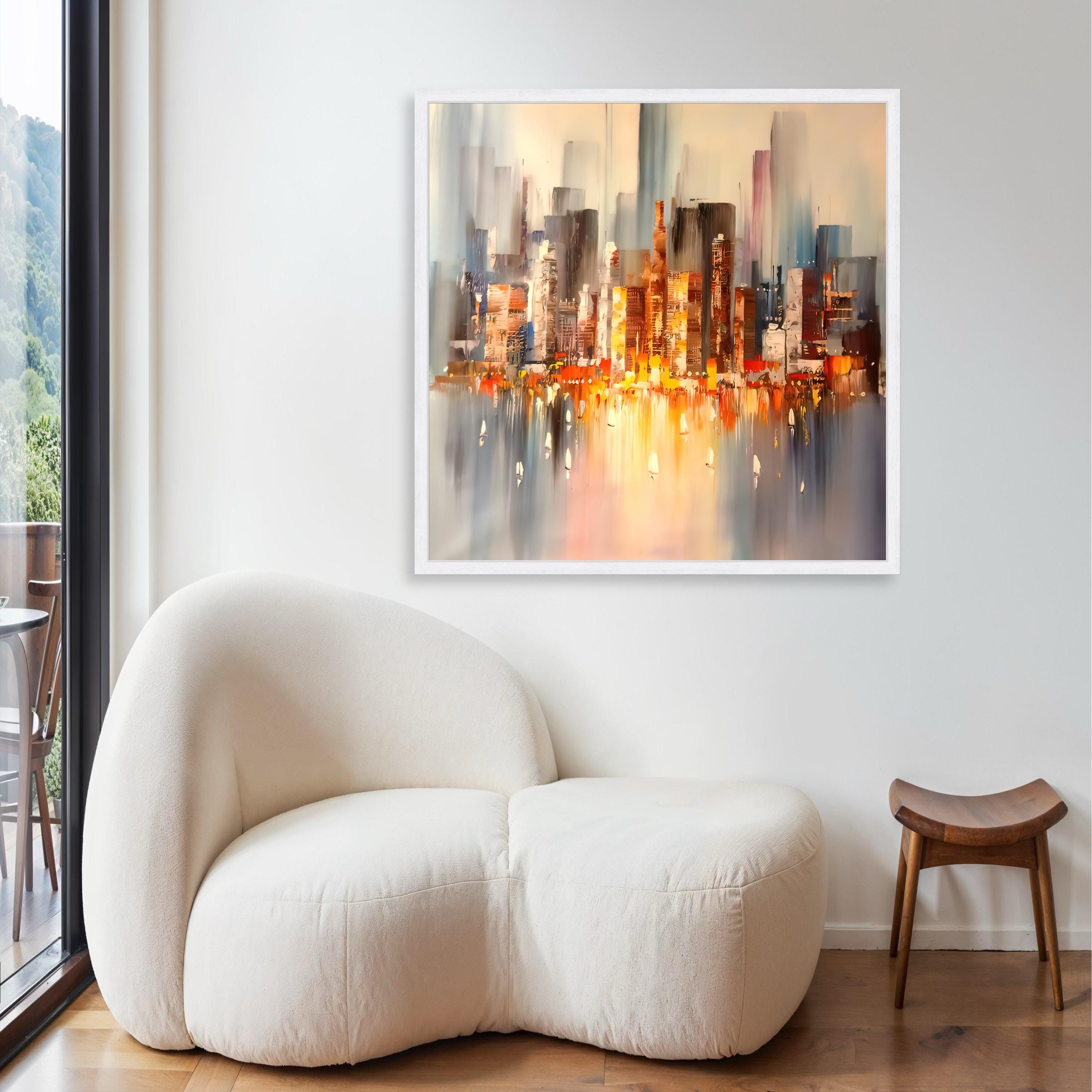 Quadro Moderno New York Skyline | Stampa Su Tela Colorata Per Arredo Salotto E Ufficio | Regalo Originale Pronto Da Appendere 30x45 Cm