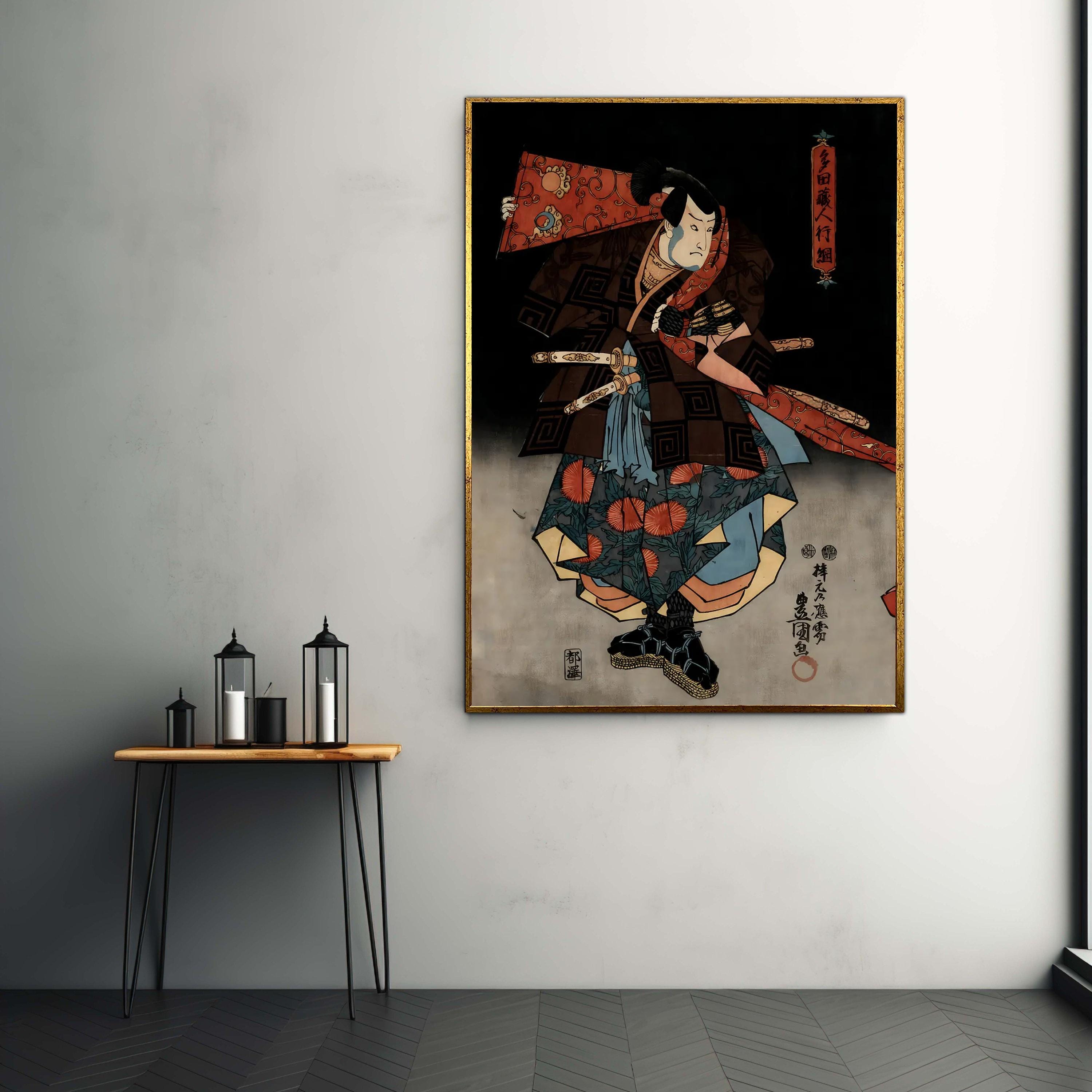 Japanese Samurai Warrior Canvas, Traditional Ukiyo-e Art Print, Vintage ...