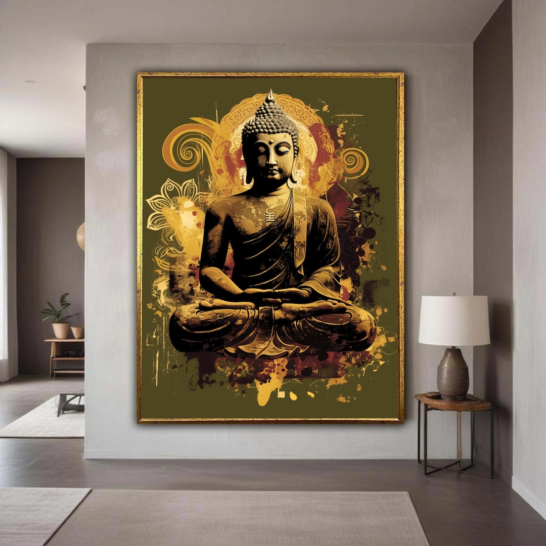 Meditative Buddha Canvas Wall Art, Spiritual Zen Decor, Buddha Statue ...