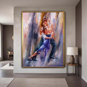 情熱的なタンゴダンスのキャンバス、ロマンチックなカップルのウォールアート、抽象的なダンスの絵画、官能的なホームデコレーション、現代的なギフトアート、ホームデコレーション