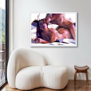 Intimes Paar Umarmung Leinwand, sinnliche Schlafzimmer Wandkunst Bild 5