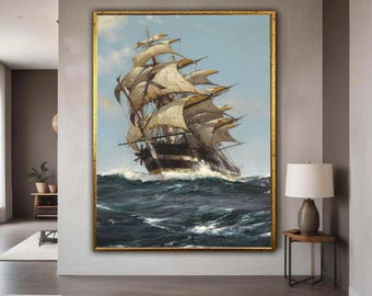 Historic Sailing Ship Canvas, Tall Ship at Sea Wall Art, Nautical Ocean Scene, Maritime Canvas Decor, Vintage Ship Gift Art, Home Decor