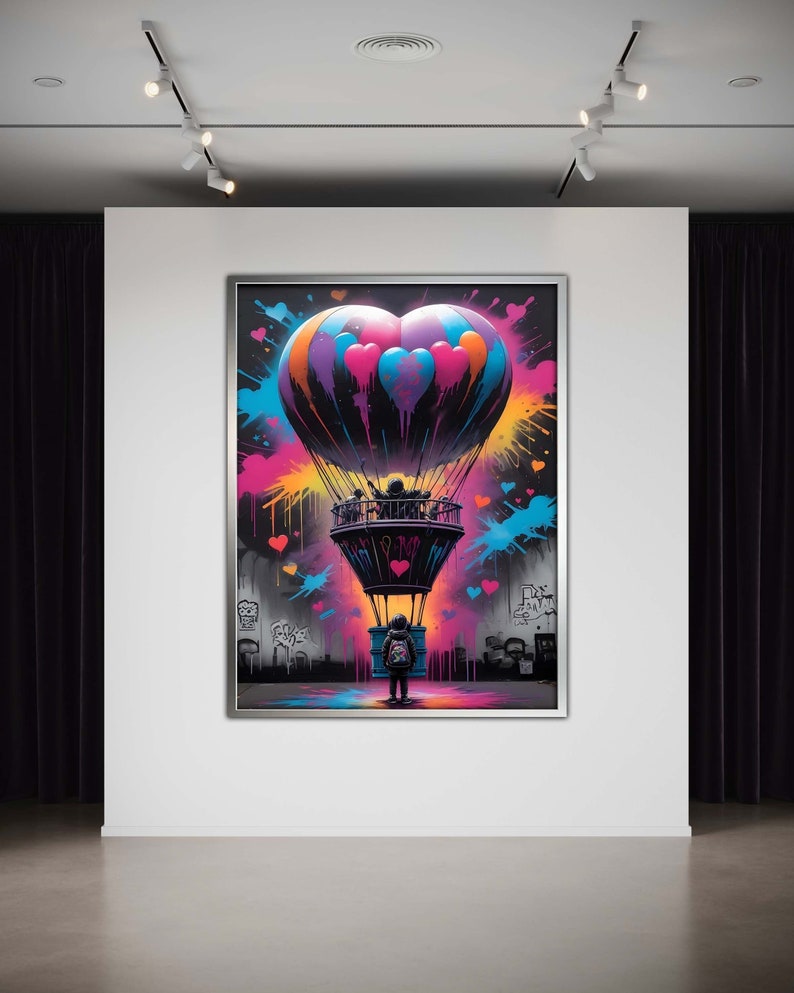 Balloon Graffiti Canvas Art Urban Child Swing Wall Decor Ready To balloon-graffiti-canvas-art-urban-child-swing-wall-decor-ready-to