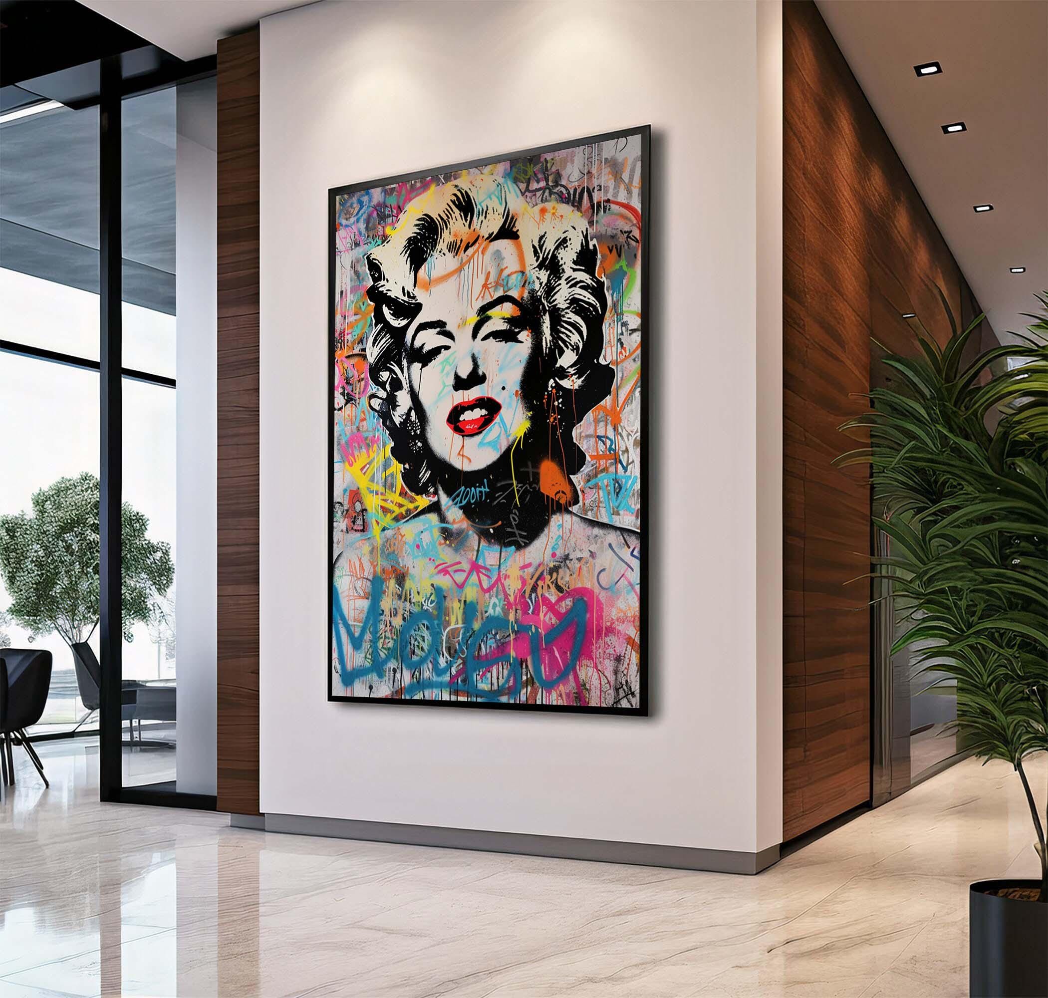 Marilyn Monroe Graffiti Canvas, Pop Art Wall Decor, Vibrant Street Art ...