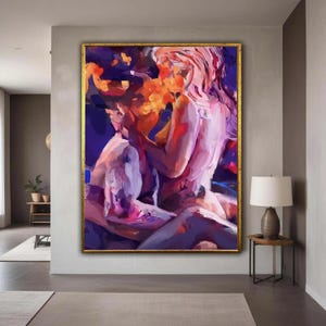 Abstract Colorful Portrait Canvas, Modern Expressionist Wall Art, Bold Brushstroke Decoration, Vibrant Home Canvas Gift Art, Home Decor