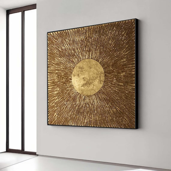 Abstract Art, Golden Radiance Abstract Art, Sunburst Canvas Wall