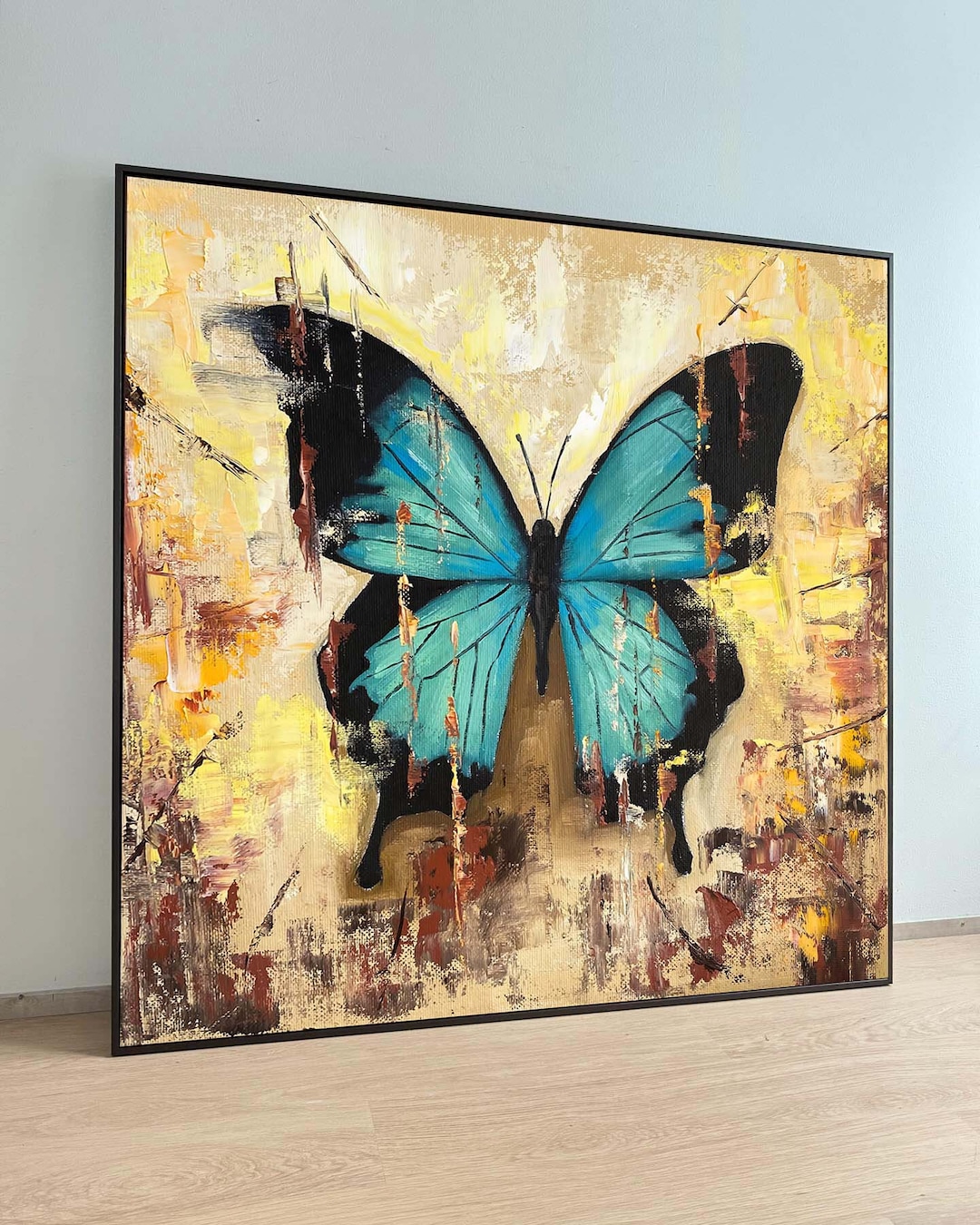 Butterfly Wall Art, Abstract Butterfly Canvas, Blue Butterfly Wall Art ...