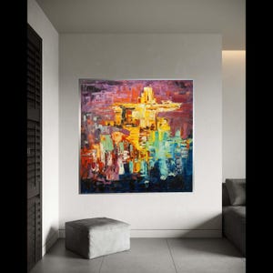 Vibrant Urban Abstract Canvas, Modern Cityscape Wall Art, Colorful Painting, Contemporary Home Decoration, Ready to Gift Art, Home Decor
