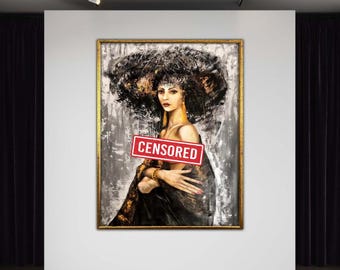 Elegant African Woman Portrait Canvas Art, Modern Home Decor