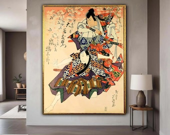 Traditionelle japanische Samurai Leinwand, Ukiyo-e Samurai Kunstdruck, Historische Krieger Wandkunst, Asiatische Kultur Leinwand Dekor, Geschenk Kunst, Wohnkultur