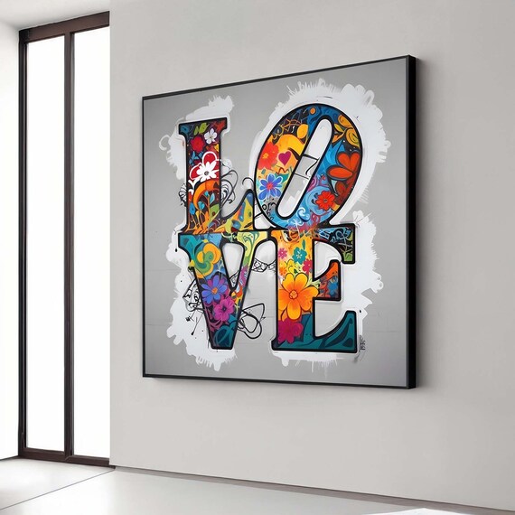 Love Graffiti, Love Painting, Vibrant Love Graffiti Canvas