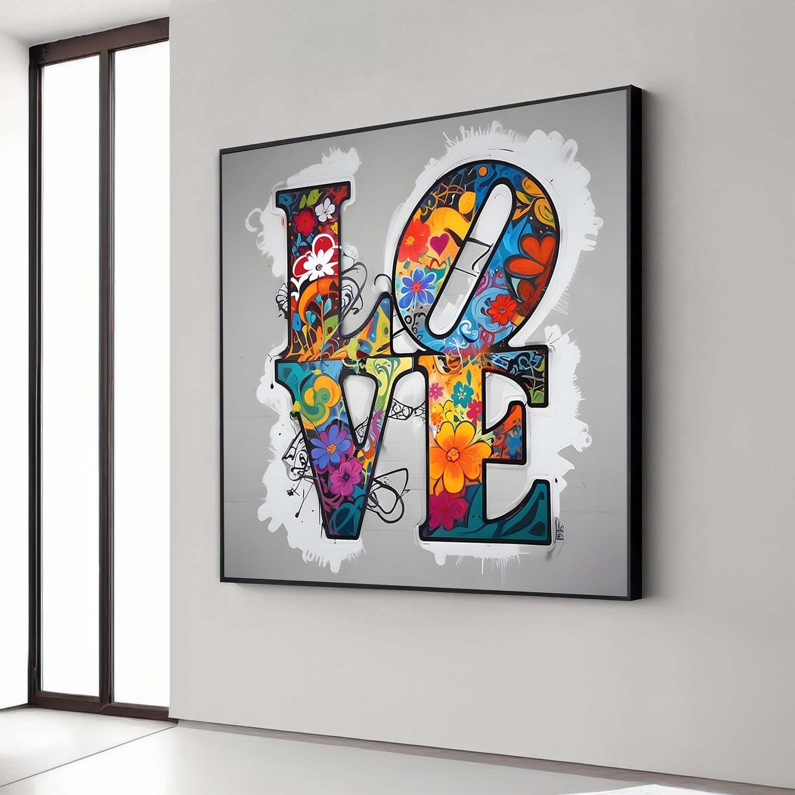 Love Graffiti, Love Painting, Vibrant Love Graffiti Canvas
