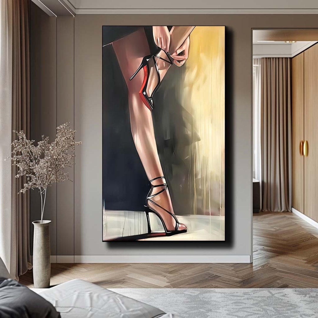 Chic Woman in Black Dress Canvas Print, Elegant Fashion Wall Decor ...